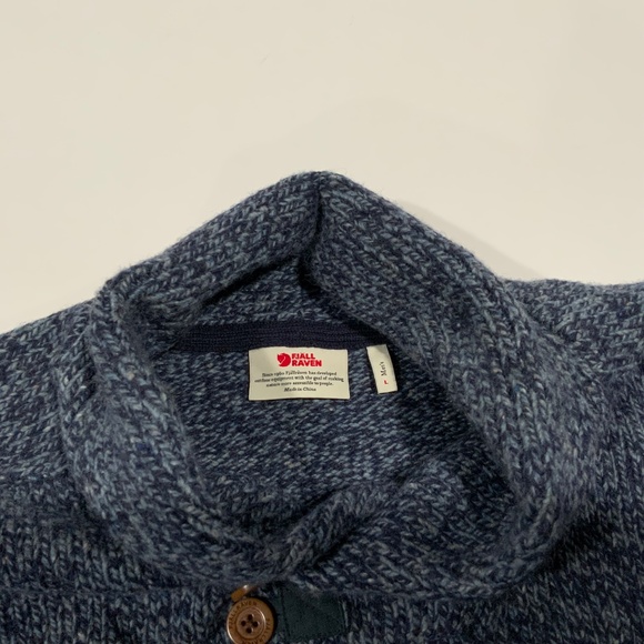 Fjallraven Sz L Blue Lada Shawl Wool Pullover Sweater - Picture 5 of 10